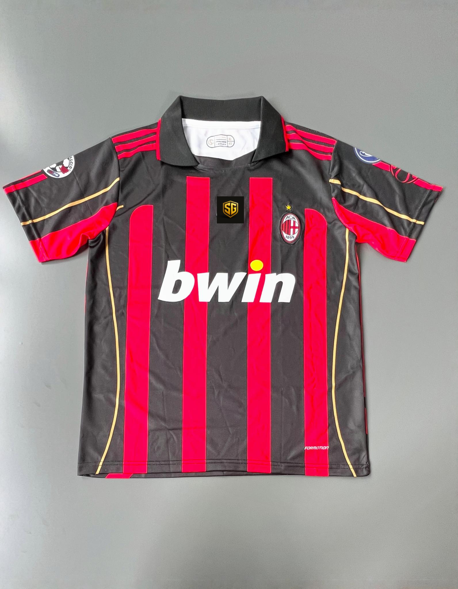 Ac Milan retro half sleeves embroidery 